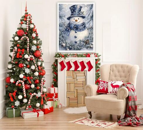 Eiazuiks Christmas Stamping Cross Stitch Kit, Snowman Christmas Counting Cross Stitch Kit for Adult Beginners, Full Line DIY Stitching Kit for Home Decor Cross Stitch Patterns 12x16 inches in Saudi Arabia