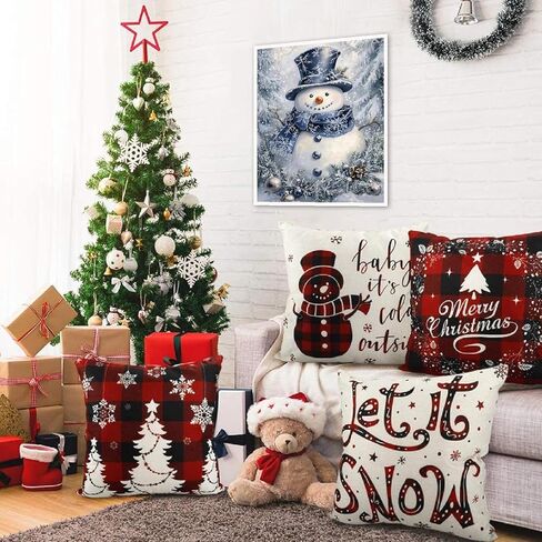 Eiazuiks Christmas Stamping Cross Stitch Kit, Snowman Christmas Counting Cross Stitch Kit for Adult Beginners, Full Line DIY Stitching Kit for Home Decor Cross Stitch Patterns 12x16 inches in Saudi Arabia