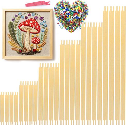 24Pcs Needlepoint Stretcher Bars for Needlework with 100 Tacks, 6"/8"/10"/12"/14"/16" Wooden Canvas Stretcher Bars, Adjustable Needlepoint Frame Set for Embroidery & Cross Stitch, Crafts Art Supplies in Kuwait