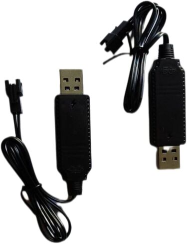 3.7V USB Charger Cable with LED Indicator & Overcharge Protection - SM-2P Plug for Mini RC Cars, Boats, Trucks, Li-Po Battery Toys - Convenient 2-Pack in Saudi Arabia