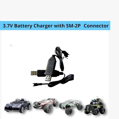 3.7V USB Charger Cable with LED Indicator & Overcharge Protection - SM-2P Plug for Mini RC Cars, Boats, Trucks, Li-Po Battery Toys - Convenient 2-Pack in Saudi Arabia