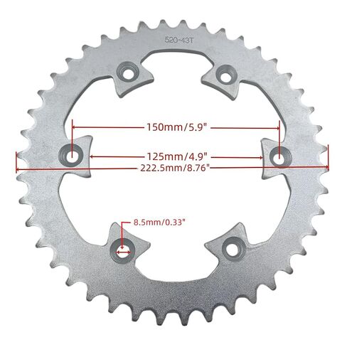 43 الأسنان الخلفية سلسلة ضرس ID 125 مللي متر ل 520 سلسلة 50CC 70CC 90CC 110CC 125CC 250CC حفرة الترابية دراجة ATV دراجة رباعية دراجة نارية in Kuwait
