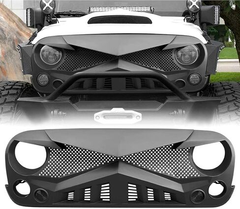 American Modified Hawke Grille Compatible with 2007-2018 Jeep Wrangler JK Models, Matte Black in Saudi Arabia