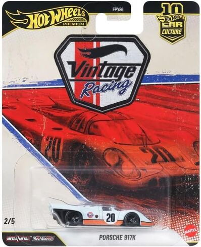 Hot Wheels Porsche 917K Car Calture Premium 2026 Vintage Racing Series 1:64 Scale Collectible Die Cast Metal Toy Car Model with Rubber Real Riders 2/5 in Kuwait