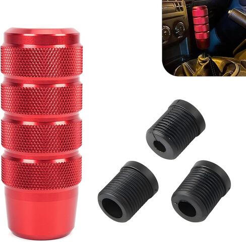 Car Shifter Knob, 95mm/3.74" Aluminum Weighted Gear Shift Knob with 3 Threaded Adapters M8 M10 M12 x 1.25, Universal Gearshift Manual knobs Lever, for Vehicle, Truck (Red) in Saudi Arabia