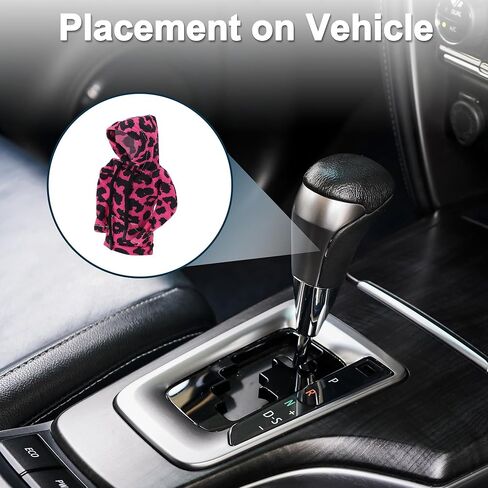 Car SUV Truck Gear Shift Knob Cover Automotive Manual Stick Shifting Handle Protector Leopard Print Rose Red,Black 1 Pc 6.69"x4.53" Polyester in Kuwait