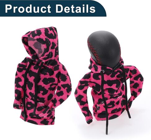 Car SUV Truck Gear Shift Knob Cover Automotive Manual Stick Shifting Handle Protector Leopard Print Rose Red,Black 1 Pc 6.69"x4.53" Polyester in Kuwait