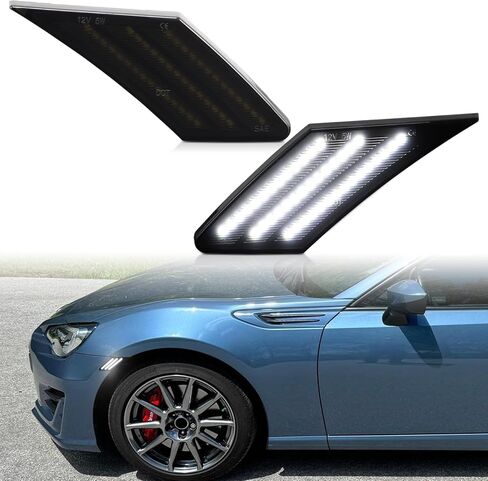 White LED Side Marker Lights for 2013-2016 Scion FR-S, 2013-2021 Subaru BRZ, 2017-2021 Toyota 86 Smoked Lens Front Fender Bumper Sidemarker Lamp Assembly 2PCS in Saudi Arabia
