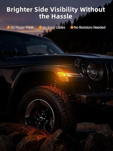 AUDEXEN LED Fender Side Marker Lights for Jeep Wrangler JL & Gladiator JT 2018–2025, Smoked Lens, Plug & Play Parking Corner Light Turn Signal Lamps in Kuwait