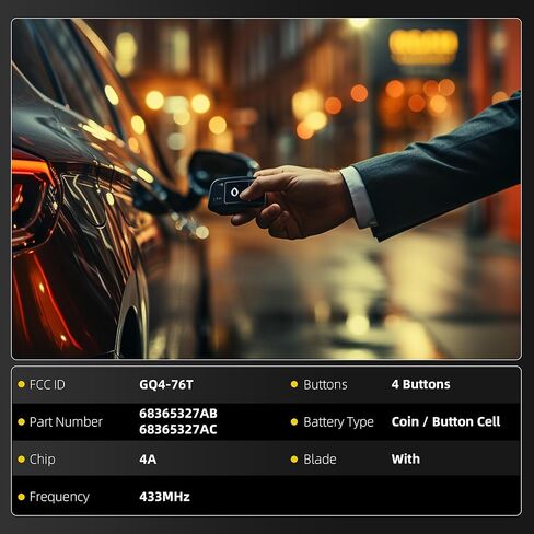 استبدال مفتاح التحكم عن بعد من داسبيكان متوافق مع 2019-2024 دودج رام 2500 3500 4500 5500 دخول بدون مفتاح GQ4-76T 68365327AB 68365327AC 433 ميجا هرتز (4 أزرار) in Kuwait