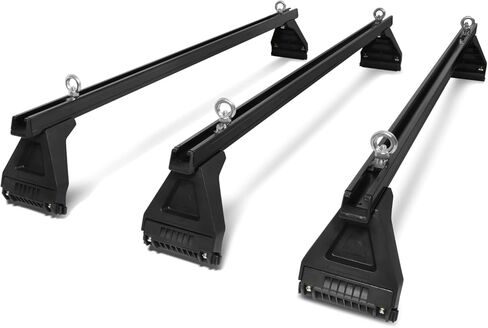 Auto Dynasty (Pack of 3) 59 inches Adjustable Light Aluminum Roof Rack Rain Gutters Cross Bars Compatible with Cargo Van, Black in Kuwait