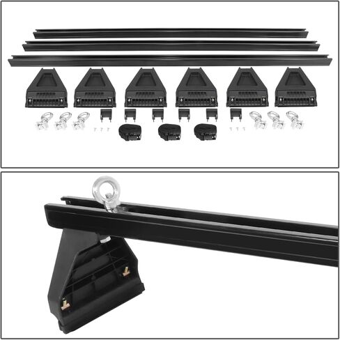 Auto Dynasty (Pack of 3) 59 inches Adjustable Light Aluminum Roof Rack Rain Gutters Cross Bars Compatible with Cargo Van, Black in Kuwait