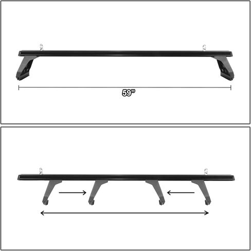 Auto Dynasty (Pack of 3) 59 inches Adjustable Light Aluminum Roof Rack Rain Gutters Cross Bars Compatible with Cargo Van, Black in Kuwait