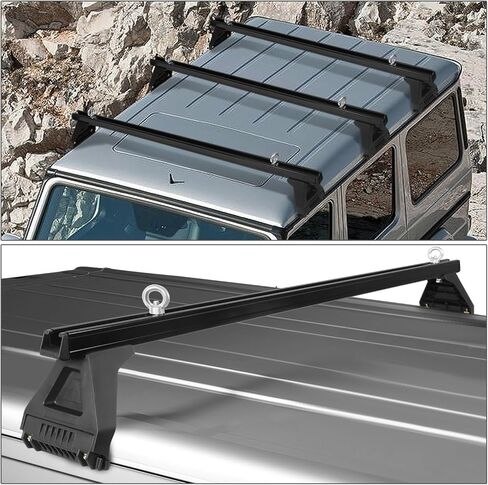 Auto Dynasty (Pack of 3) 59 inches Adjustable Light Aluminum Roof Rack Rain Gutters Cross Bars Compatible with Cargo Van, Black in Kuwait