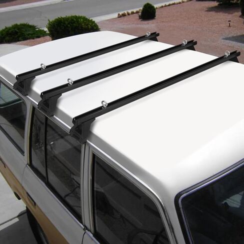 Auto Dynasty (Pack of 3) 59 inches Adjustable Light Aluminum Roof Rack Rain Gutters Cross Bars Compatible with Cargo Van, Black in Kuwait