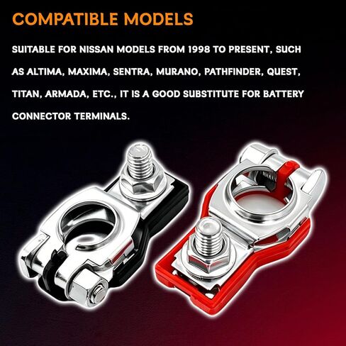 1 Pair Battery Terminal Connectors, Positive and Negative Battery Cable Terminal Top Post for Nissan, Rouge, Maxima, Murano, Premium Copper Battery Terminals 243407F000, 24340-7F000, 243407F001 in Saudi Arabia