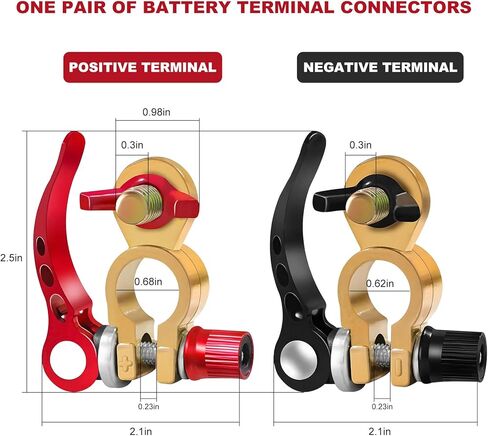 2 PCS Battery Terminal Connectors, Quick Release Auto Battery Cable Ends with Anti-Corrosion Pad, Pure Copper Batteries Terminal Clamps for Cars Trucks Caravans Boats in Saudi Arabia