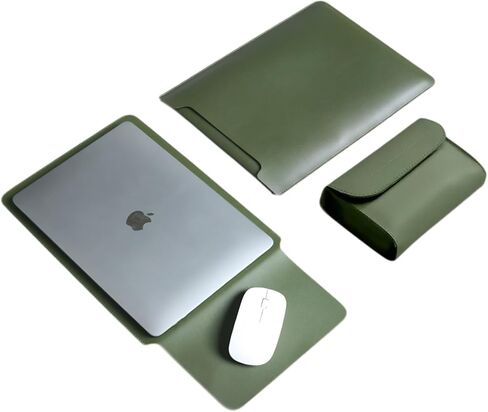 13.3-14 Inch Laptop Case Water Resistant Laptop Sleeve Shockproof Laptop Bag with Accessories Pouch Compatible with MacBook Air/Pro M5 M4 M3 M2 M1 HP Dell ASUS Lenovo (Dark Green) in Saudi Arabia