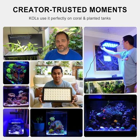 Wills Full Spectrum Aquarium Light ، مصابيح الشعاب المرجانية للشعاب المرجانية ذات القنوات المزدوجة قابلة للضايق ، 55 رقائق SMD متميزة ، تصميم سلسلة ديزي ، ضوء خزان أسماك المياه المالحة المعلقة لـ SPS/LPS الشعاب المرجانية (165W/أسود) in Kuwait