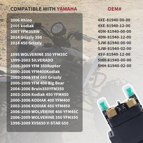 Hyanne Starter Solenoid Relay Replacement for Yamaha ATV YFM 350 400 450 Raptor660 Kodiak Wolverine Big Bear Solenoid for Yamaha 2002 2003 2004 2005 2006 2007 2008 High Heat for 27v-81940-02-00 in Saudi Arabia