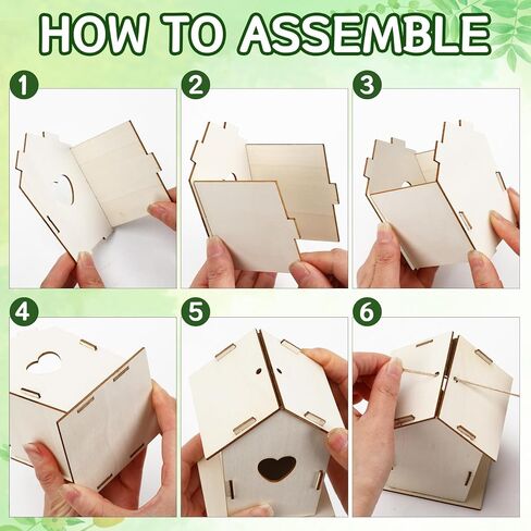 DECYOOL 12 Pack Wooden Bird House Kits DIY Wooden Birdhouses Craft Unfinished Birdhouse Bulk Kit for Class Handmade Activities Supplies Kids Craft Kits in Kuwait