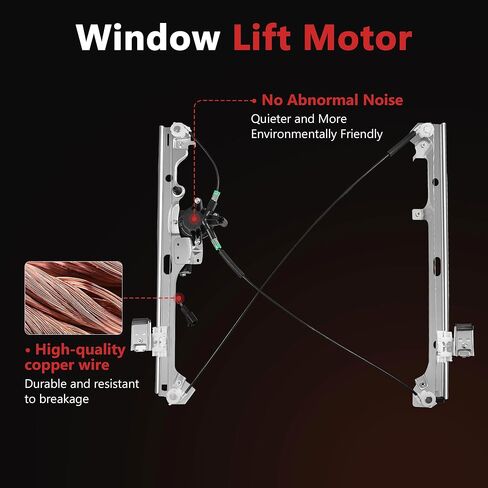 HYR Front Driver Side Power Window Regulator with Motor Fit for 2001-2006 Chevy Silverado 1500 2500 3500, Avalanche Suburban GMC Sierra 1500 2500 Yukon XL Cadillac Escalade, 741-644 (2 Pins) in Saudi Arabia
