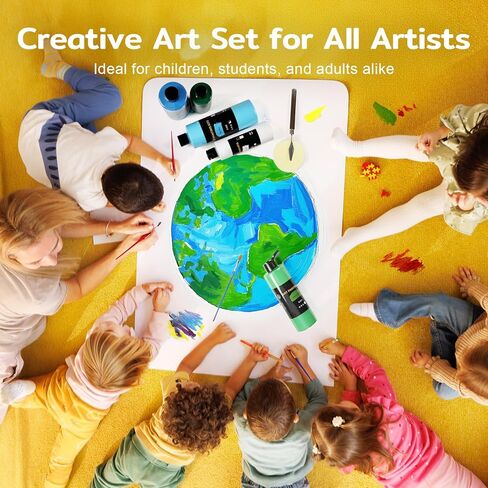 Color More 14 Colors Acrylic Paint Set (500 ml/16.9 oz Large Bottles), Non-Toxic for Kids & Adults, Acrylic Paint Bulk on Wood, Glass, Ceramic, Art Painting Supplies with Palette Knifee & Art Sponge in Saudi Arabia
