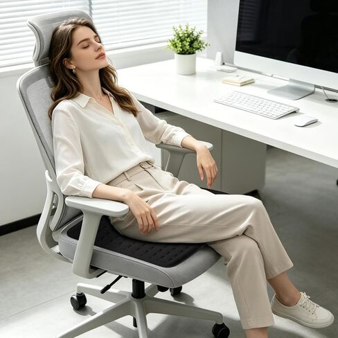 BABUR Gel Seat Cushion, Long Sitting Cooling Gel Hip Cushion, Breathable Anti Slip Office Chair Cushion, Car, Wheelchair, Travel - Black in Saudi Arabia