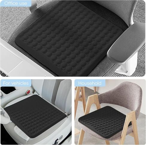 BABUR Gel Seat Cushion, Long Sitting Cooling Gel Hip Cushion, Breathable Anti Slip Office Chair Cushion, Car, Wheelchair, Travel - Black in Saudi Arabia