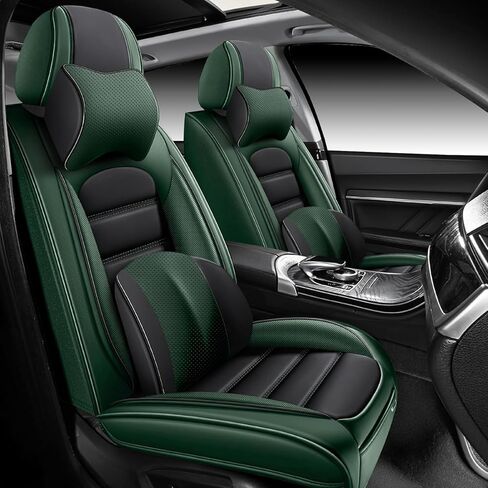 Seat Covers for Jeep Wrangler 2000-2026 4 Door Leather Car Seat Cover Full Set Wear-Resistant Seat Protector Waterproof Auto Seat Covers(Black&Green) in Saudi Arabia