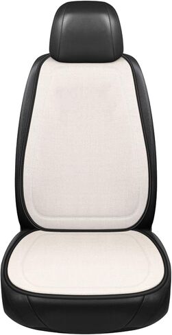Linen Car Seat Covers, Breathable Linen Auto Seat Protector Full Set Cushion, Non-Slip Front Seats Cover Soft Comfortable Mat for Most Vehicles, Universal Car Accessories (Black) in Saudi Arabia