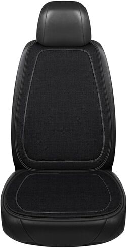 Linen Car Seat Covers, Breathable Linen Auto Seat Protector Full Set Cushion, Non-Slip Front Seats Cover Soft Comfortable Mat for Most Vehicles, Universal Car Accessories (Black) in Saudi Arabia