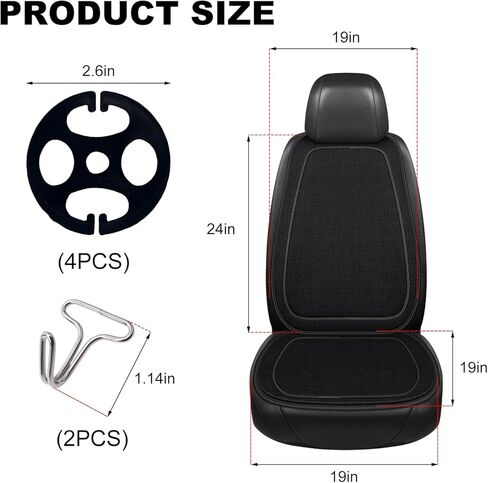Linen Car Seat Covers, Breathable Linen Auto Seat Protector Full Set Cushion, Non-Slip Front Seats Cover Soft Comfortable Mat for Most Vehicles, Universal Car Accessories (Black) in Saudi Arabia