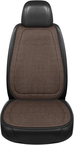 Linen Car Seat Covers, Breathable Linen Auto Seat Protector Full Set Cushion, Non-Slip Front Seats Cover Soft Comfortable Mat for Most Vehicles, Universal Car Accessories (Black) in Saudi Arabia