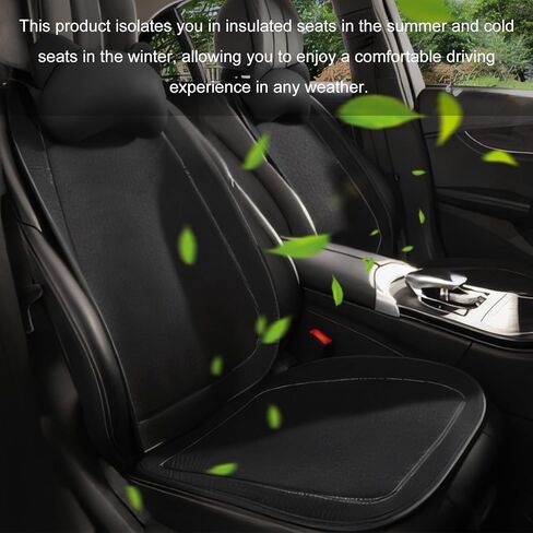 Linen Car Seat Covers, Breathable Linen Auto Seat Protector Full Set Cushion, Non-Slip Front Seats Cover Soft Comfortable Mat for Most Vehicles, Universal Car Accessories (Black) in Saudi Arabia