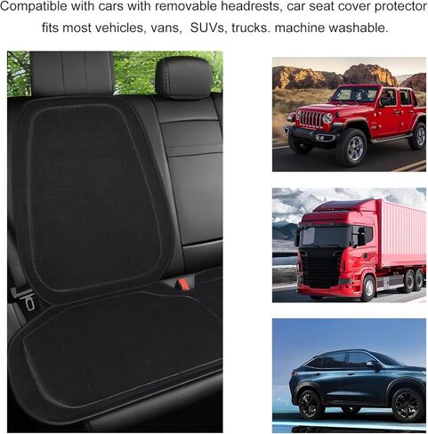Linen Car Seat Covers, Breathable Linen Auto Seat Protector Full Set Cushion, Non-Slip Front Seats Cover Soft Comfortable Mat for Most Vehicles, Universal Car Accessories (Black) in Saudi Arabia