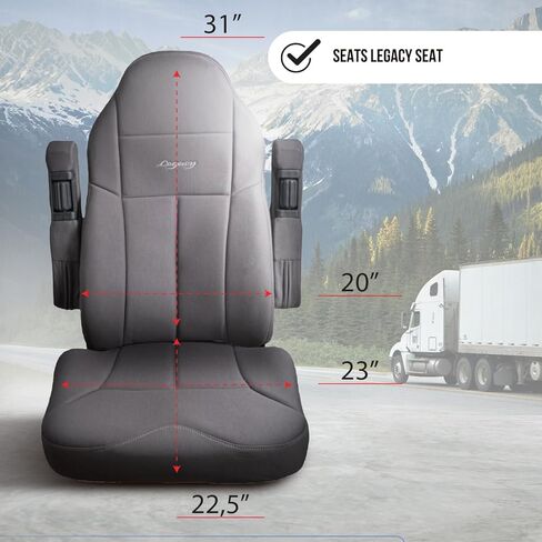 Seat Cover for Legacy Aftermarket Seat – Custom-Fit Semi Truck Seat Cover, Durable Material, Compatible with Legacy seat, Easy Installation, Interior Protection for Heavy-Duty Trucks (Black/Black) in Saudi Arabia