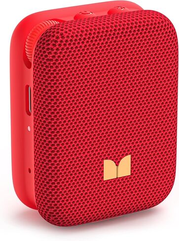 Monster Atomic Atom Wearable Bluetooth Speaker with Mics for Hands-Free Calls, IPX5 Waterproof, Compact and Portable Speaker for Workout, Cycling, Red in Kuwait