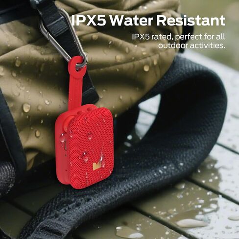 Monster Atomic Atom Wearable Bluetooth Speaker with Mics for Hands-Free Calls, IPX5 Waterproof, Compact and Portable Speaker for Workout, Cycling, Red in Kuwait