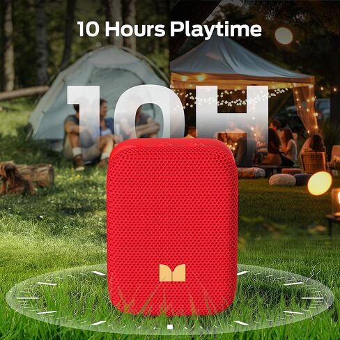 Monster Atomic Atom Wearable Bluetooth Speaker with Mics for Hands-Free Calls, IPX5 Waterproof, Compact and Portable Speaker for Workout, Cycling, Red in Kuwait