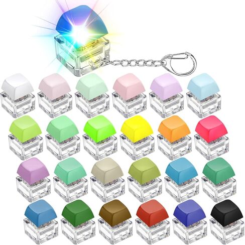 24Pcs Keyboard Fidget Keychain Fidget Clicker with LED Light,Decompression Button Finger Clicker Toys Relief Gifts for Adult to Relief Stress Pass the Time for Adults Kids Autism ADHD in Kuwait