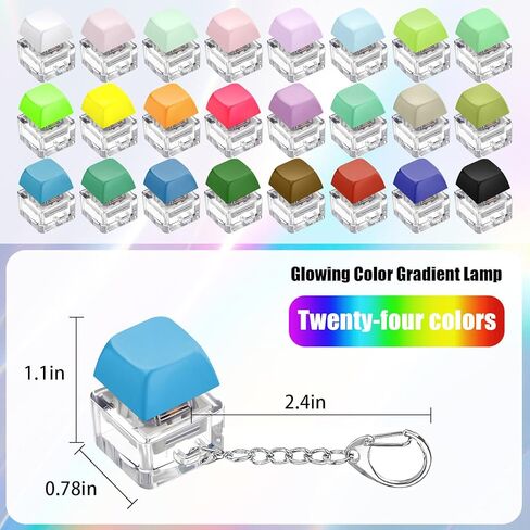 24Pcs Keyboard Fidget Keychain Fidget Clicker with LED Light,Decompression Button Finger Clicker Toys Relief Gifts for Adult to Relief Stress Pass the Time for Adults Kids Autism ADHD in Kuwait