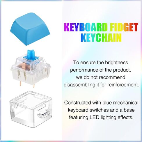 24Pcs Keyboard Fidget Keychain Fidget Clicker with LED Light,Decompression Button Finger Clicker Toys Relief Gifts for Adult to Relief Stress Pass the Time for Adults Kids Autism ADHD in Kuwait