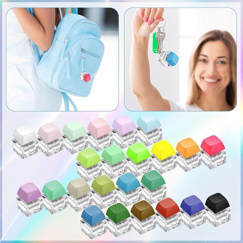 24Pcs Keyboard Fidget Keychain Fidget Clicker with LED Light,Decompression Button Finger Clicker Toys Relief Gifts for Adult to Relief Stress Pass the Time for Adults Kids Autism ADHD in Kuwait