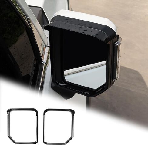 مرآة الرؤية الخلفية واقي المطر لسيارة Toyota Land Cruiser 250 1958 Prado LC250 2024 2025 2026 SideMirror Rain Visor Shield غطاء الكسوة - واقي الحاجب المضاد للمطر ملحقات التعديل الخارجي (أسود) in Kuwait