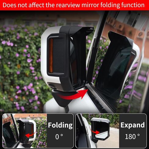 مرآة الرؤية الخلفية واقي المطر لسيارة Toyota Land Cruiser 250 1958 Prado LC250 2024 2025 2026 SideMirror Rain Visor Shield غطاء الكسوة - واقي الحاجب المضاد للمطر ملحقات التعديل الخارجي (أسود) in Kuwait