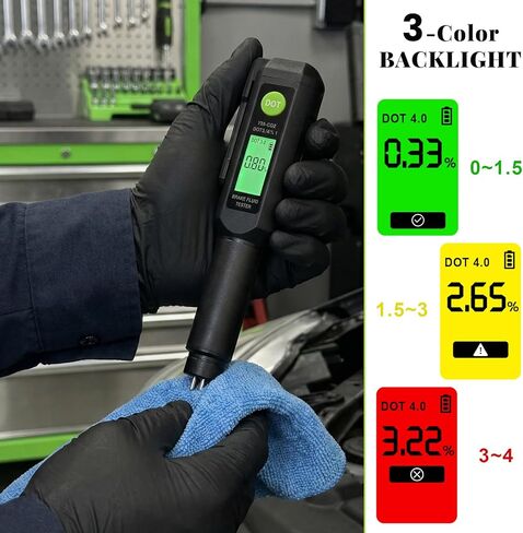 Sun Walker Brake Fluid Tester Pen with Corrosion Resistance Probe, High-Precision Brake Fluid Tester w/Alarm, 3 Colors Display Testing Pen Calibrated for DOT3 DOT4 DOT5.1 Brake Fluid in Kuwait