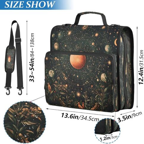 ALAZA Star Planet Moon Leaf Zipper Binder 3 حلقات منظم مع سحاب وحزام كتف سعة كبيرة متعددة الجيوب لعمل اللوازم المكتبية in Kuwait