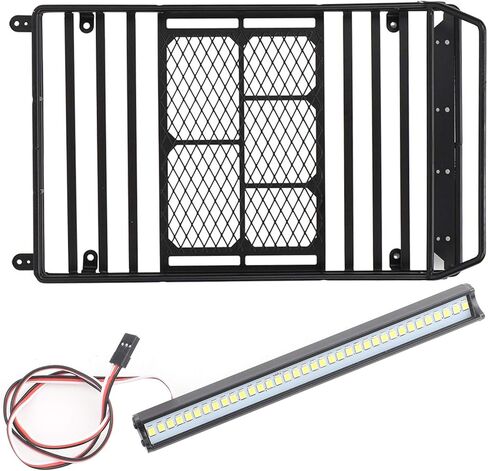 RC Car Roof Rack Luggage Carrier Tray with LED Light Bar for SCX10 CC01 TF2 1/10 RC Car in Saudi Arabia