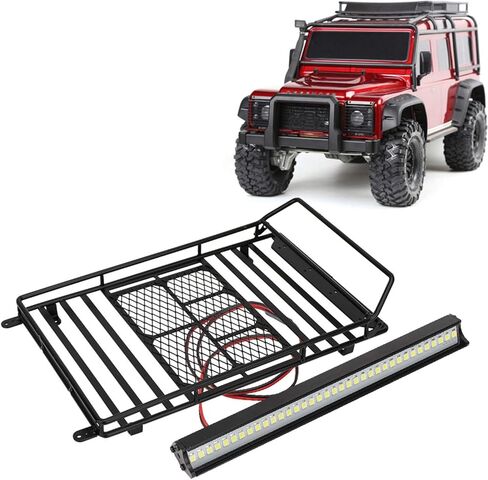 RC Car Roof Rack Luggage Carrier Tray with LED Light Bar for SCX10 CC01 TF2 1/10 RC Car in Saudi Arabia